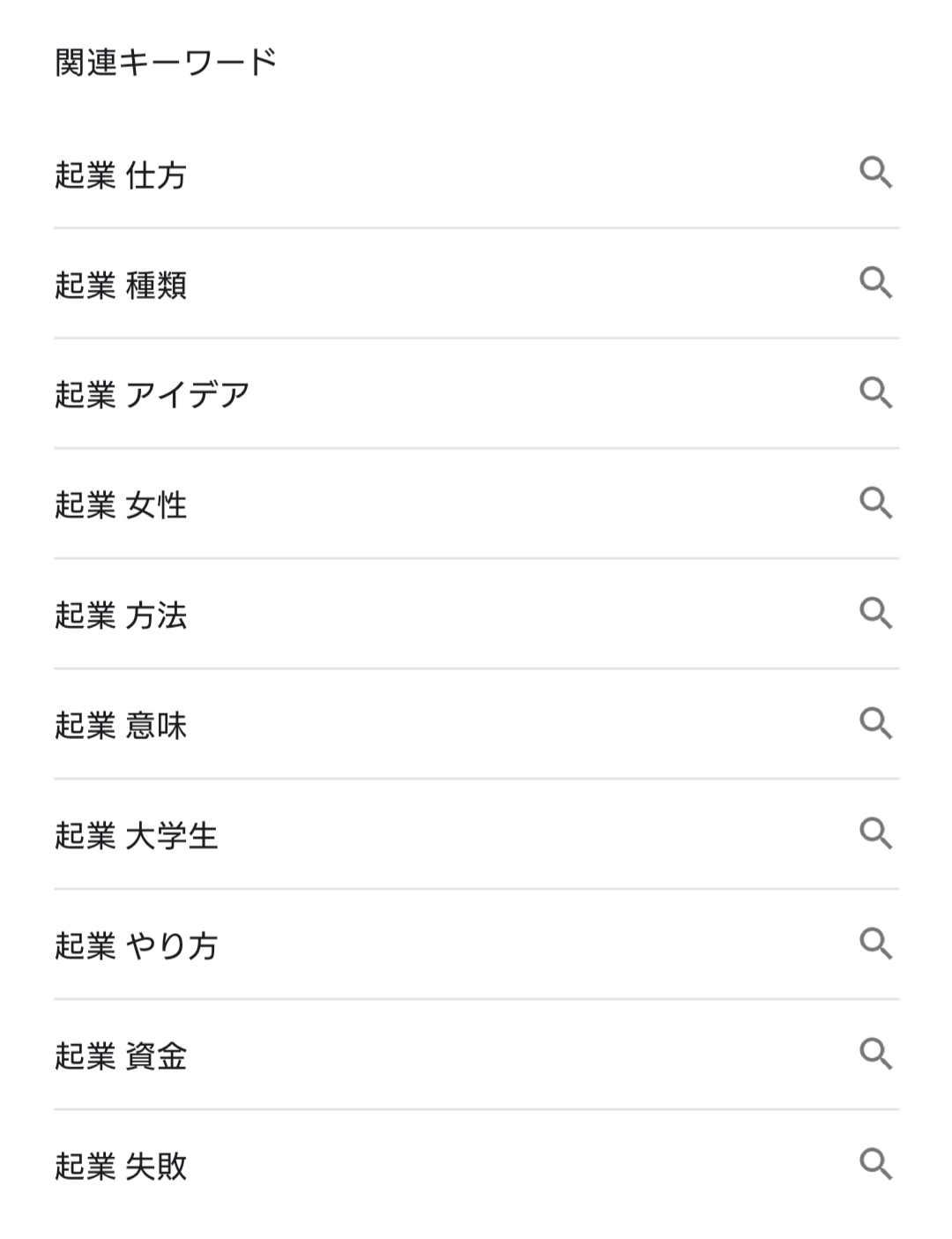 起業に関連する検索キーワード(スマホ版)