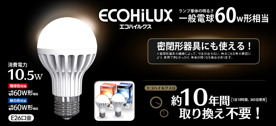 アイリスオーヤマのECOHiLUX（LED電球）