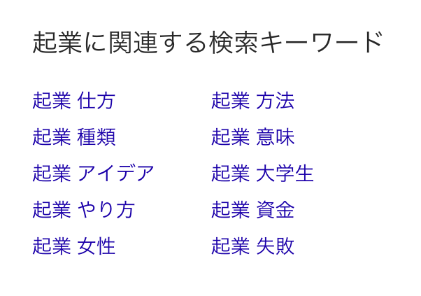 起業に関連する検索キーワード